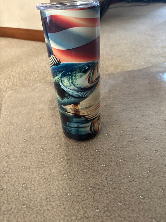 American Flag Fishing Tumbler 20oz